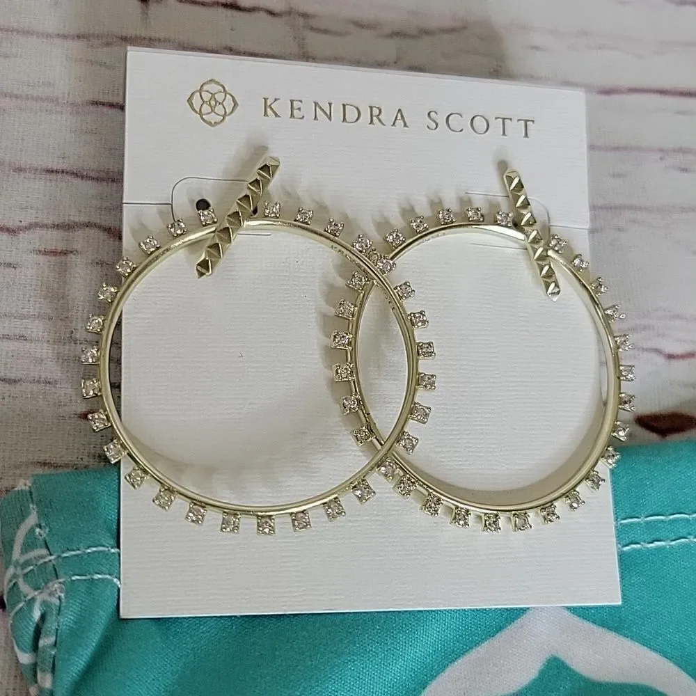Kendra Scott Goldtone Hoop Earrings with Rhinestones